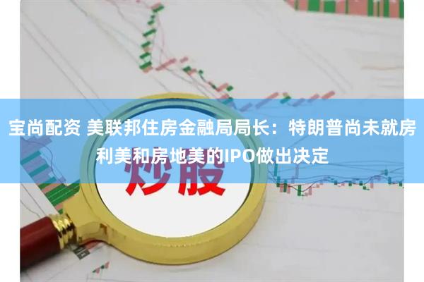 宝尚配资 美联邦住房金融局局长：特朗普尚未就房利美和房地美的IPO做出决定